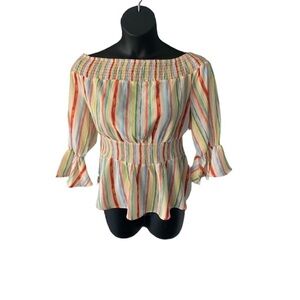 off shoulder coquette feminine flirty boho girlhood core blouse top Medium